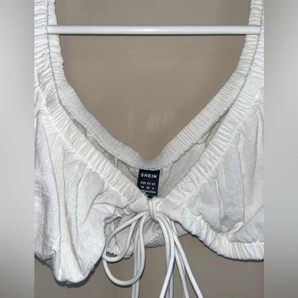 White Shein Tie up Crop Top - Picture 2 of 3